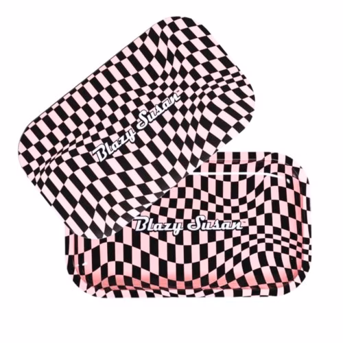 Blazy Susan Trippy Checker Rolling Tray w- Cover - Medium