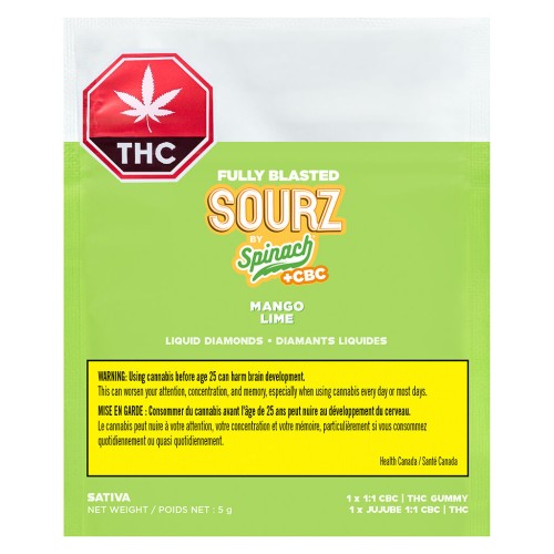 SOURZ by Spinach - Fully Blasted Mango Lime 1:1 CBC THC