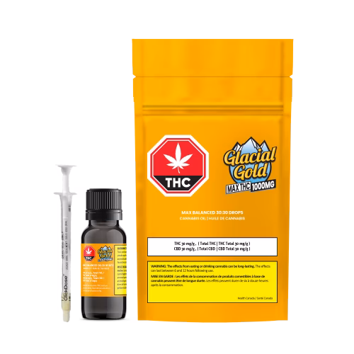 Glacial Gold - MAX Balanced 30:30 Oil (1000mg THC & 1000mg CBD)