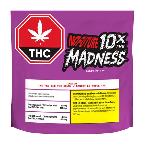 NO FUTURE - 10X The Madness: The Red One Indica THC Gummies (Multi-pack of 10)