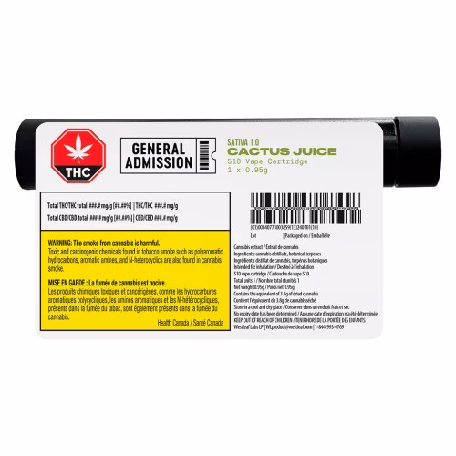 General Admission - Cactus Juice Sativa (1:0) 510 Thread Cartridge