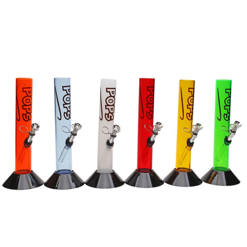 ACRYLIC BONG POPS 10" SKINNY STRAIGHT RED