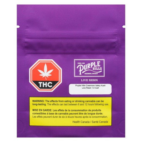 Purple Hills - Creemore Valley Kush Live Resin 510 Thread Cartridge