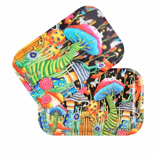 Pulsar Trippy Mushroom Rolling Tray w/ Cover - Medium