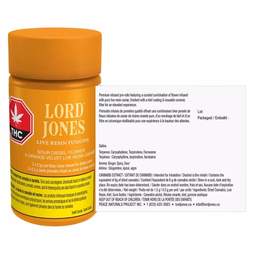 Lord Jones - Sour Diesel x Orange Velvet Live Resin Fusi Infused Pre-Roll