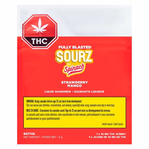 SOURZ by Spinach - Fully Blasted Strawberry Mango 100MG Gummies