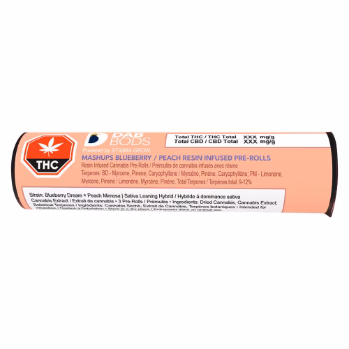 Dab Bods - Mashups Blueberry / Peach Resin Infused Pre-Roll