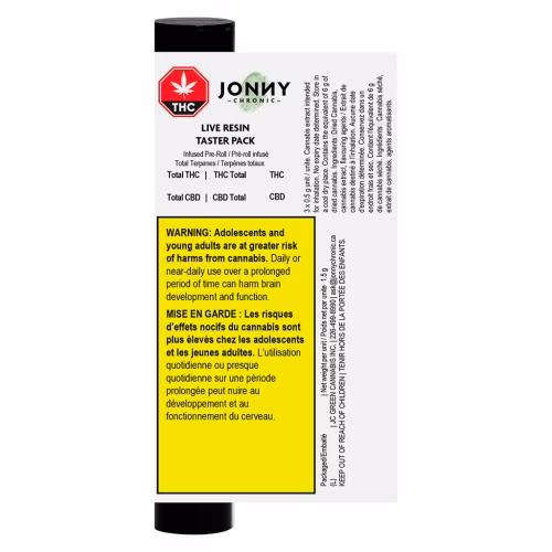 Jonny Chronic - Live Resin Taster Pack Infused (Cherry Bomb, Northern Lights, Apricot Head)