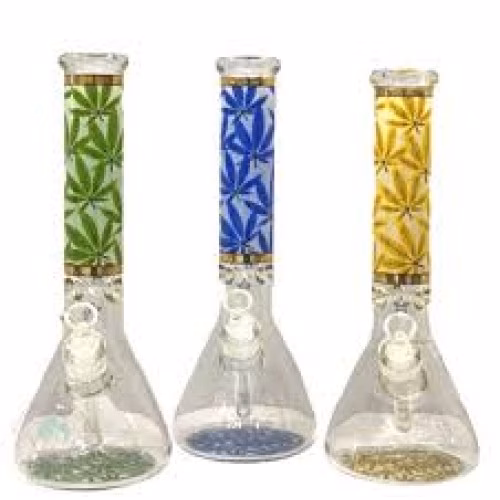14" 7mm Gold leaf Glass Beaker