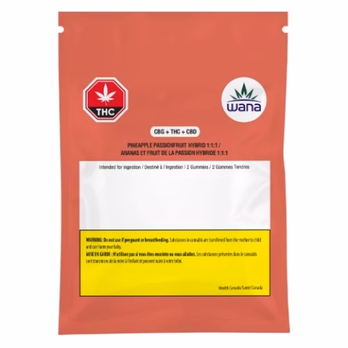 Wana - Pineapple Passionfruit 1:1:1 CBG/THC/CBD Gummies