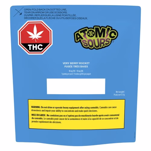 XMG+ Atomic Sours - Very Berry Rocket Gummy (10mg THC + 10mg CBG)
