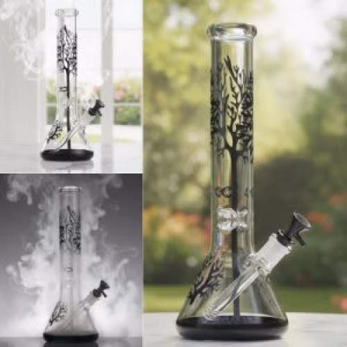 15" GLASS TREE BONG BLACK