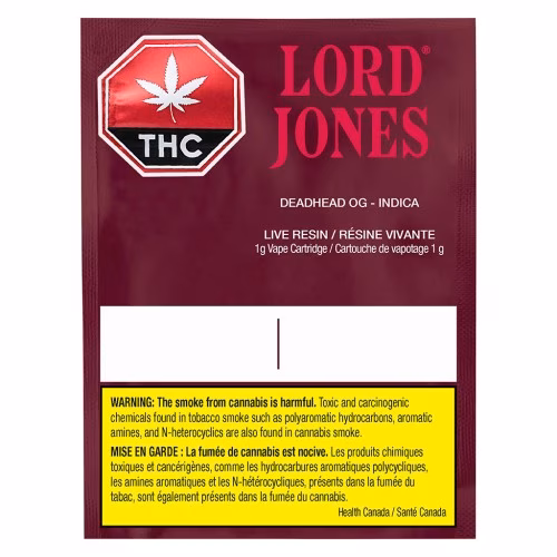 Lord Jones - Pure Live Resin Vape - Deadhead OG 510 Thread Cartridge