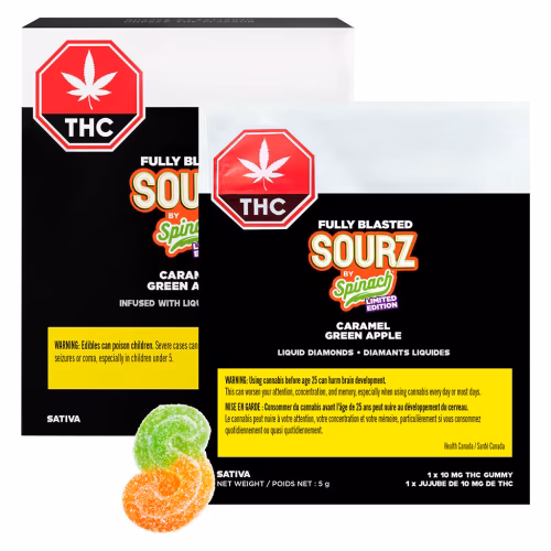 SOURZ by Spinach - Caramel Green Apple Fully Blasted Gummies (Multi-pack of 10)