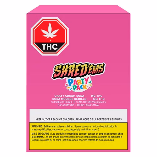 SHRED'EMS - Crazy Cream Soda Party Pack 100 THC Gummies (Multi-pack of 10)