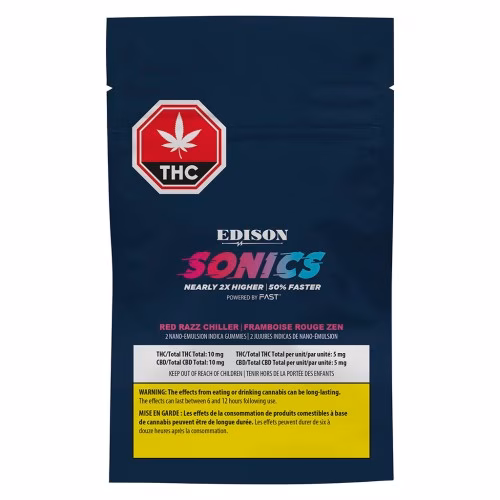 Edison Sonics - Red Razz Chiller 1:1 CBD:THC  Multipack Nano Chews