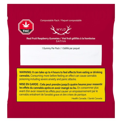 WYLD - Real Fruit Raspberry SATIVA Gummies (Multi-pack of 10)