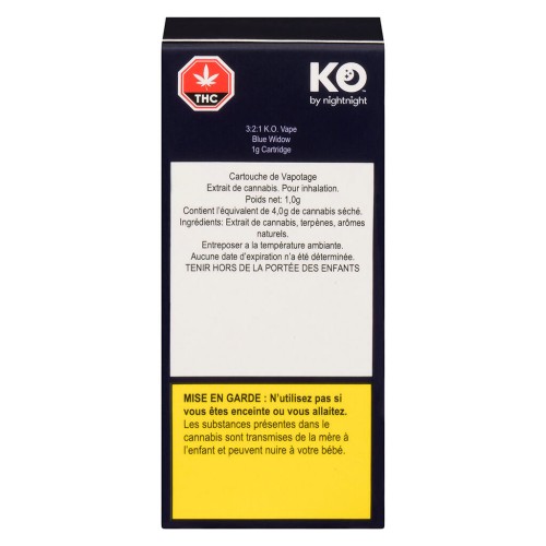 K.O. by NightNight - 3:2:1 K.O. Vape - Blue Widow 510 Thread Cartridge
