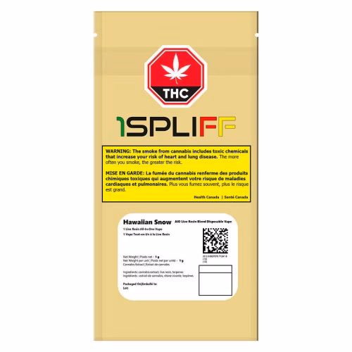 1Spliff Vapes - Hawaiian Snow AIO Live Resin Blend Vape