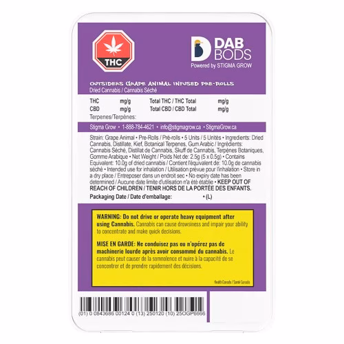 Dab Bods - Outsiders Grape Animal Infused Pre-Roll
