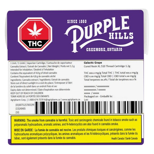 Purple Hills - Cured Resin – Galactic Grape Xl 510 Thread Cartridge