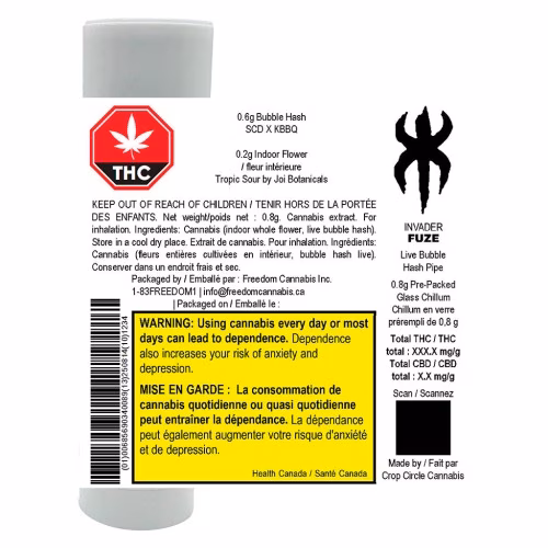 INVADER - Fuze - Live Bubble Hash Pipe Infused Pre-Roll