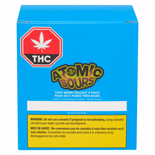 XMG Atomic Sours - XMG Atomic Sours - Very Berry Rocket Gummies X Pack - Hybrid - 10x1 Pack