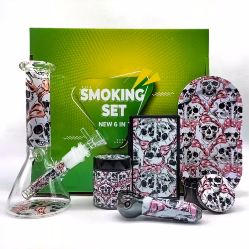 SMOKING GIFT SET SKULL PINK