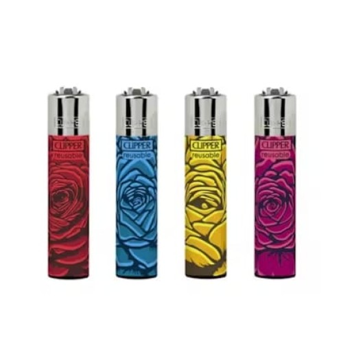 Lighters - Assorted - Refillable Clipper - Roses