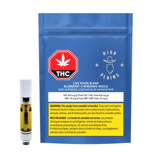 High Plains - Live Rosin Blend Blueberry Chemdawg Indica 1g Cartridge