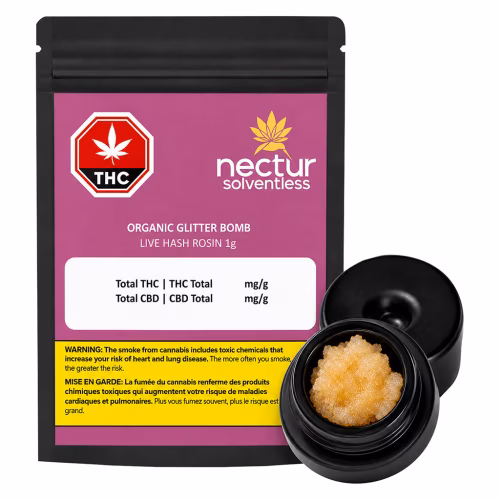 Nectur Solventless - Organic Glitter Bomb Live Hash Rosin - Hybrid - 1g