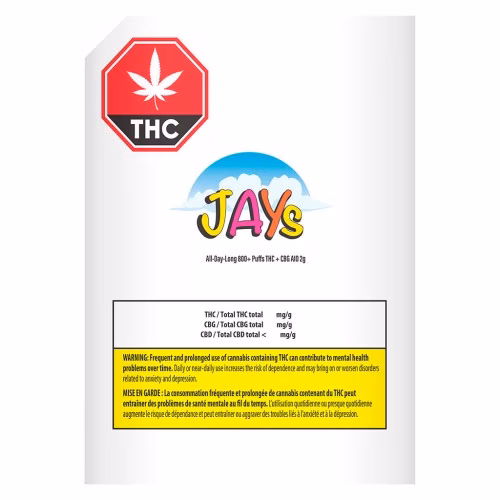 Jays - All-Day-Long 800+ Puffs THC + CBG AIO