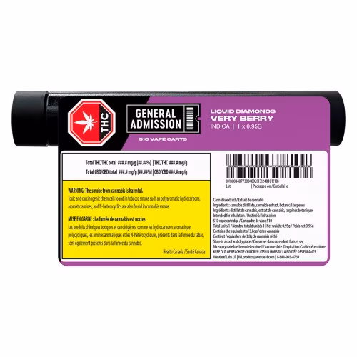 General Admission - Very Berry Liquid Diamonds 510 Vape Cartridge