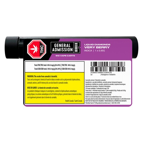 General Admission - Very Berry Liquid Diamonds 510 Vape Cartridge