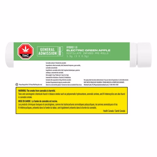 General Admission - Electric Green Apple Distillate Infused Pre-Rolls