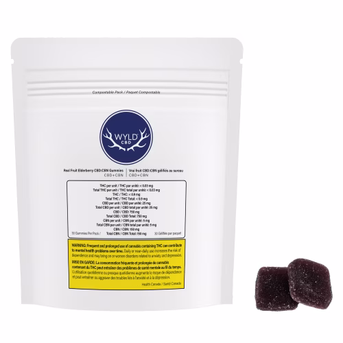 Wyld - Real Fruit Elderberry 5:1 CBD:CBN Gummies