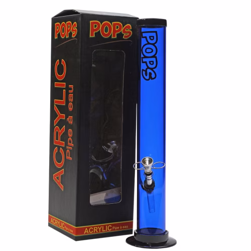 Acrylic Bong Pops 15" Straight (Dark Blue)