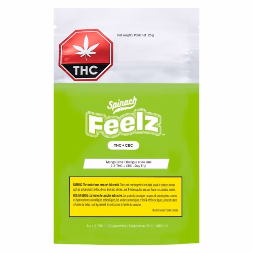Spinach FEELZ - Mango Lime 1:3 THC+CBC Soft Chews