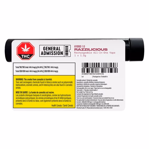 General Admission - Razzilicious Hybrid (1:0) Reachargeable All-In-One Vape