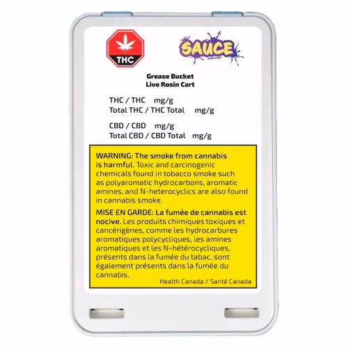 Sauce Rosin Labs - Grease Bucket Live Rosin 510 Thread Cartridge