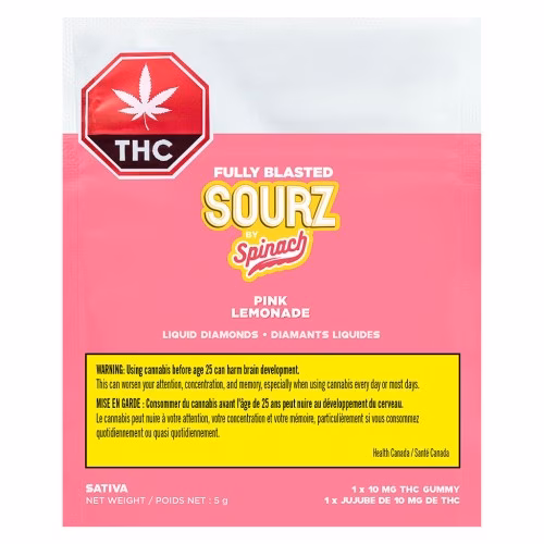 SOURZ by Spinach - Fully Blasted Pink Lemonade Gummies (Multi-pack of 5)
