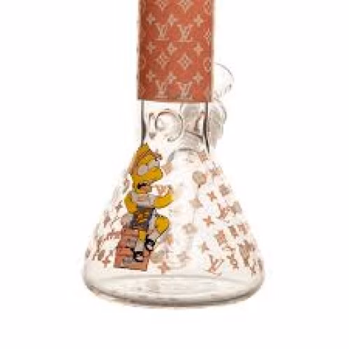8" 4mm YG Draw Glass bong - 8" PINK Simpson LV BONG