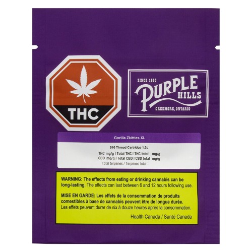 Purple Hills - Live Resin - Gorilla Zkittles XL 510 Thread Cartridge