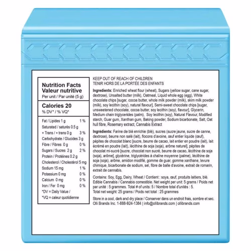 Olli Baked - 50 THC Mini Oatmeal Chocolate Chip Cookies (Multi-pack of 5)