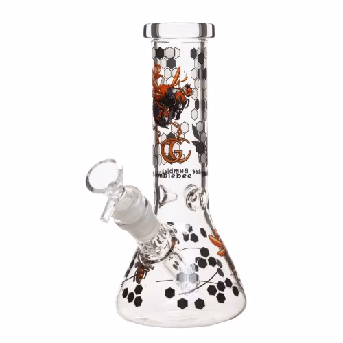 8" 4mm Bumble bee Glass Bong