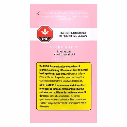 Sherbinskis - Pink Sherbs Live Resin 510 Thread Cartridge