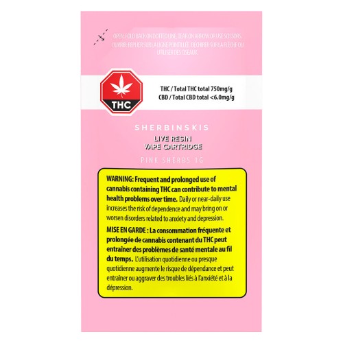 Sherbinskis - Pink Sherbs Live Resin 510 Thread Cartridge