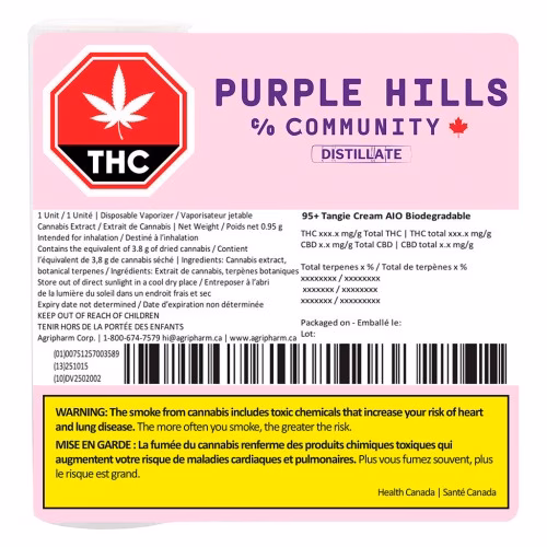 Purple Hills - 95+ Tangie Cream AIO Biodegradable