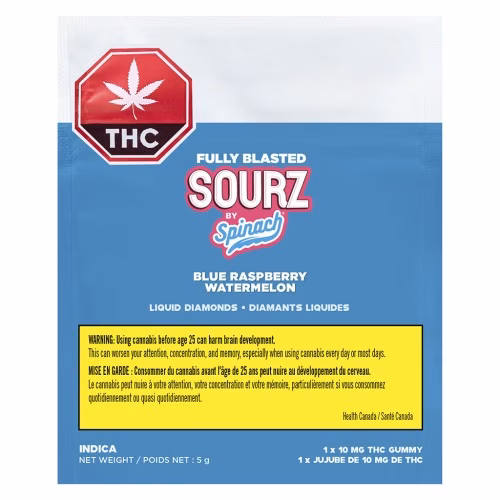 SOURZ by Spinach - Fully Blasted Blue Raspberry Watermelon Gummies (Multi-pack of 5)