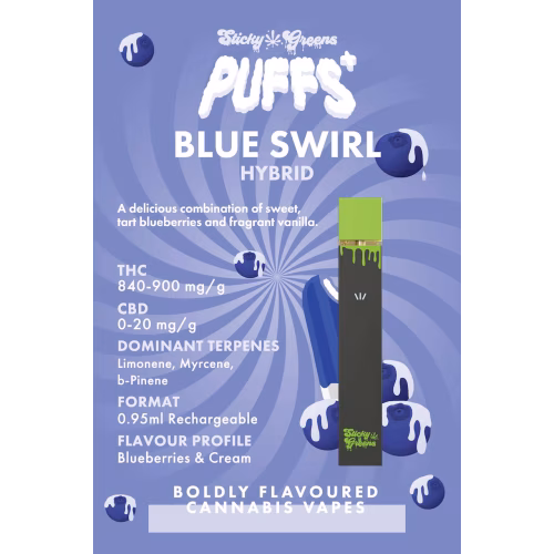 Sticky Greens - PUFFS - Blue Swirl All-in-One Vape